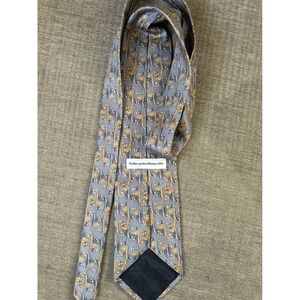 Metropolitan Museum of‎ Art Silk Necktie Gray Blue Gold Patterned Mens Tie